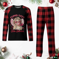 Funny 67 Valentines Day Plaid Pajama Set Cupid Say Six Seven 67 Meme