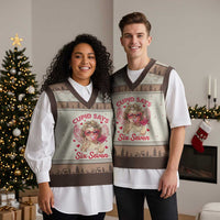 Funny 67 Valentines Day V-Neck Knit Sweater Vest Cupid Say Six Seven 67 Meme