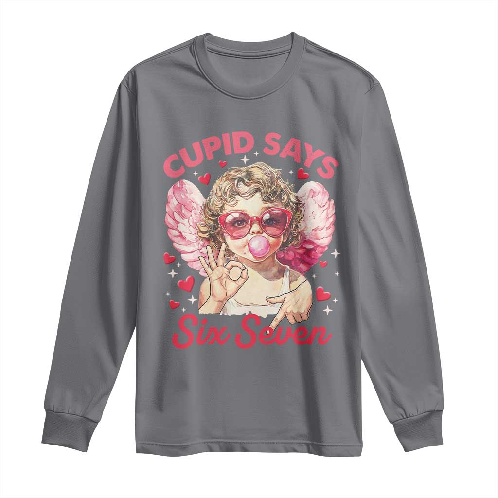 Funny 67 Valentines Day Long Sleeve Shirt Cupid Say Six Seven 67 Meme