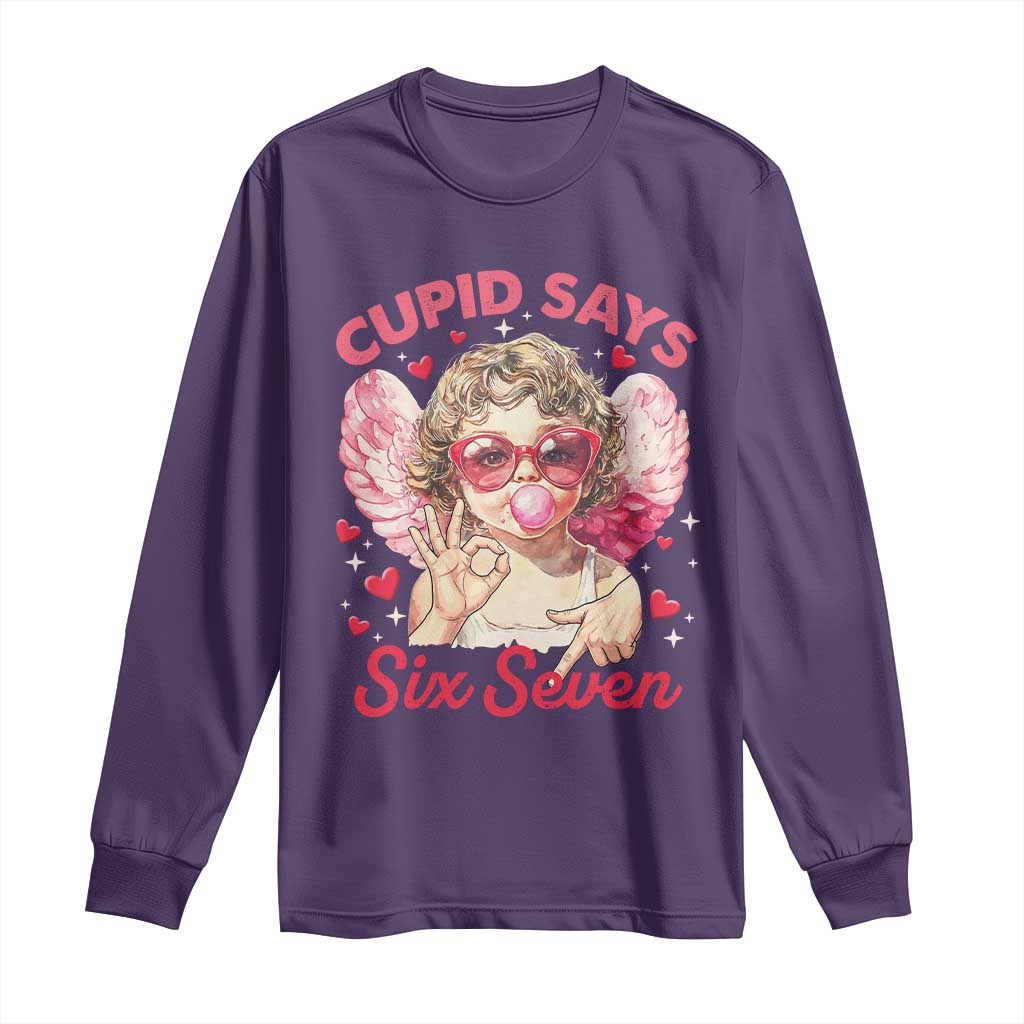 Funny 67 Valentines Day Long Sleeve Shirt Cupid Say Six Seven 67 Meme