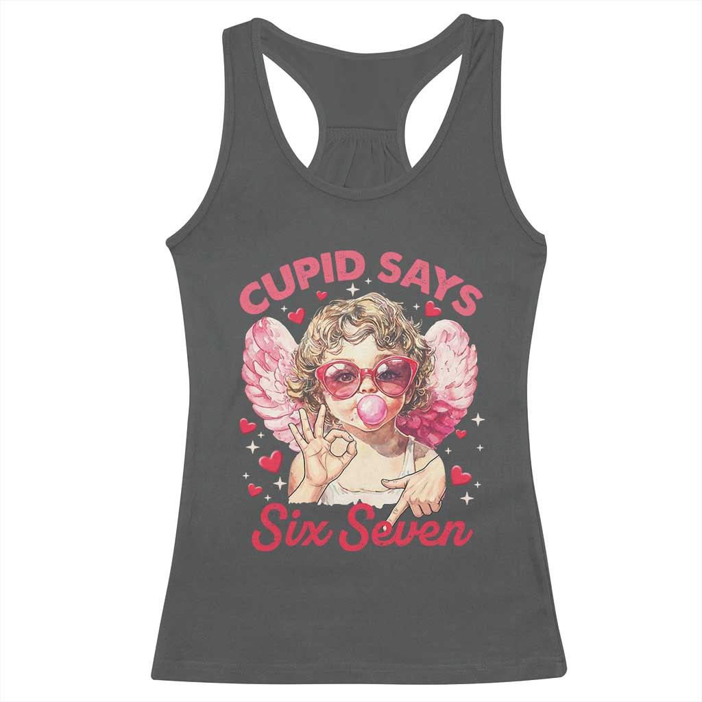 Funny 67 Valentines Day Racerback Tank Top Cupid Say Six Seven 67 Meme