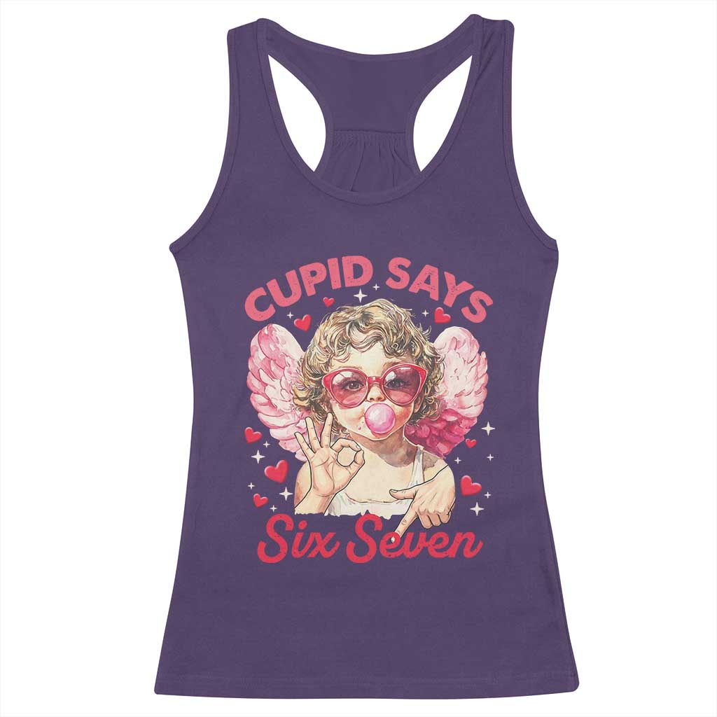 Funny 67 Valentines Day Racerback Tank Top Cupid Say Six Seven 67 Meme