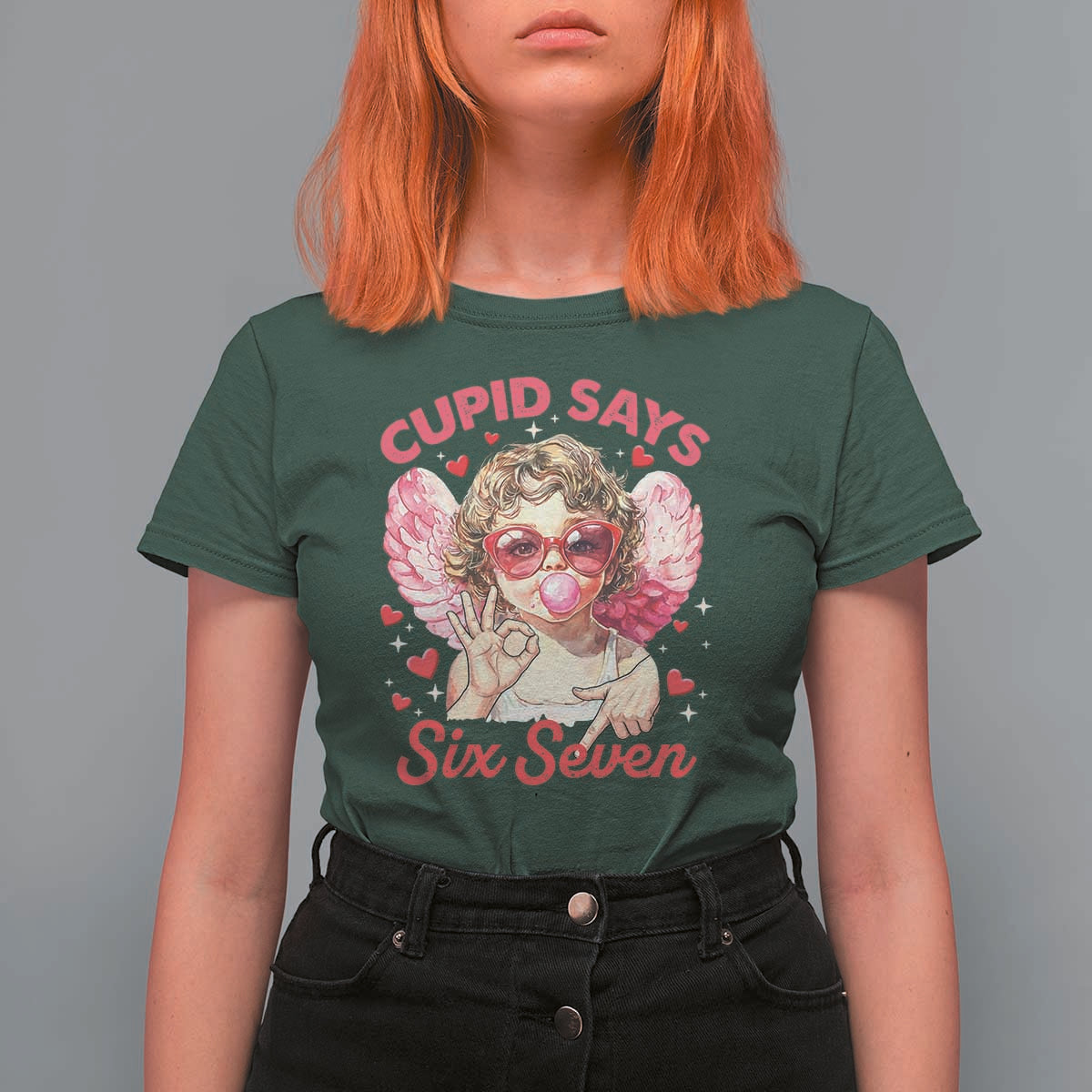 Funny 67 Valentines Day T Shirt For Women Cupid Say Six Seven 67 Meme