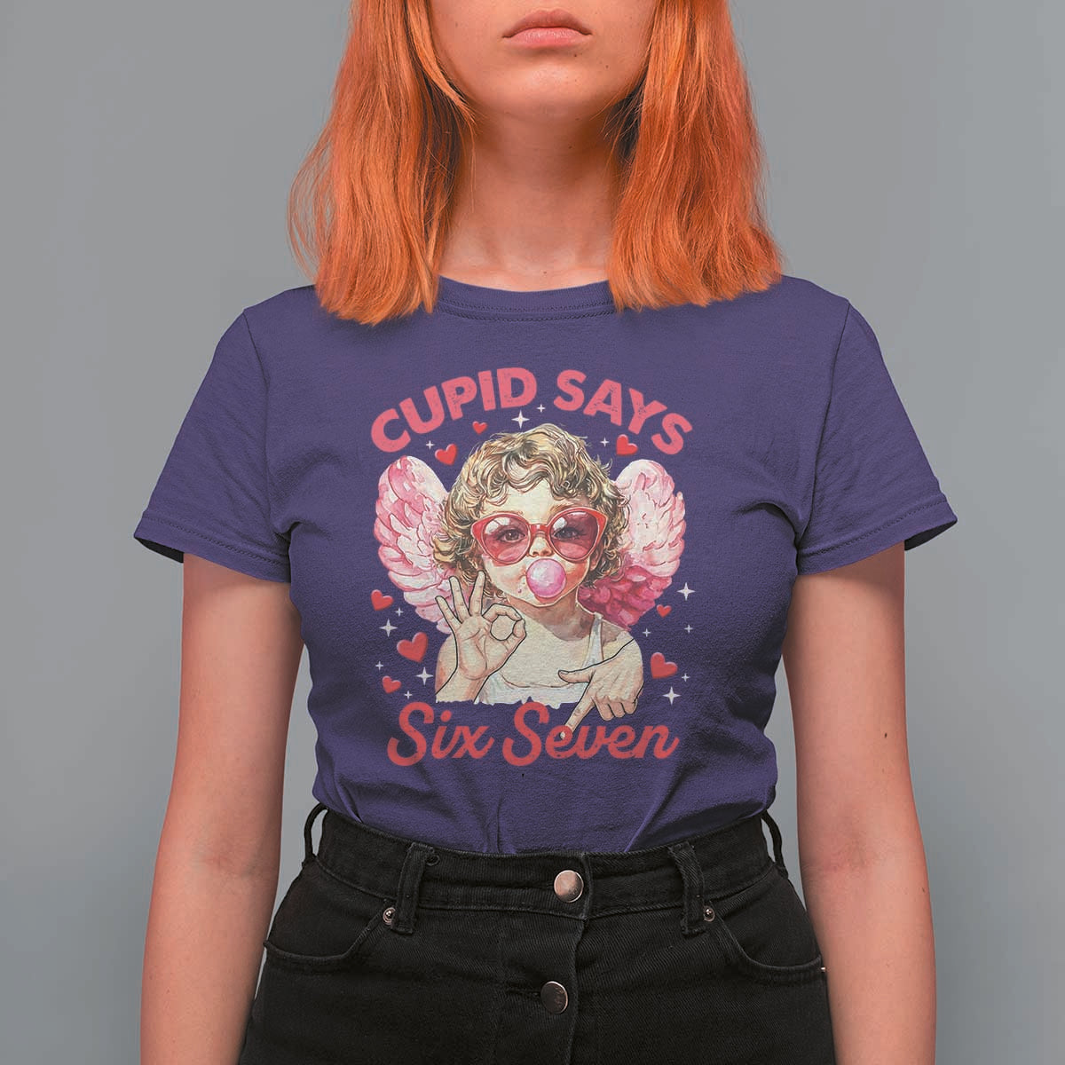 Funny 67 Valentines Day T Shirt For Women Cupid Say Six Seven 67 Meme