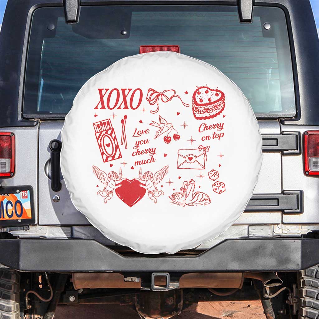 Xoxo Valentines Day Spare Tire Cover Love You Cherry Much Vintage Coquette