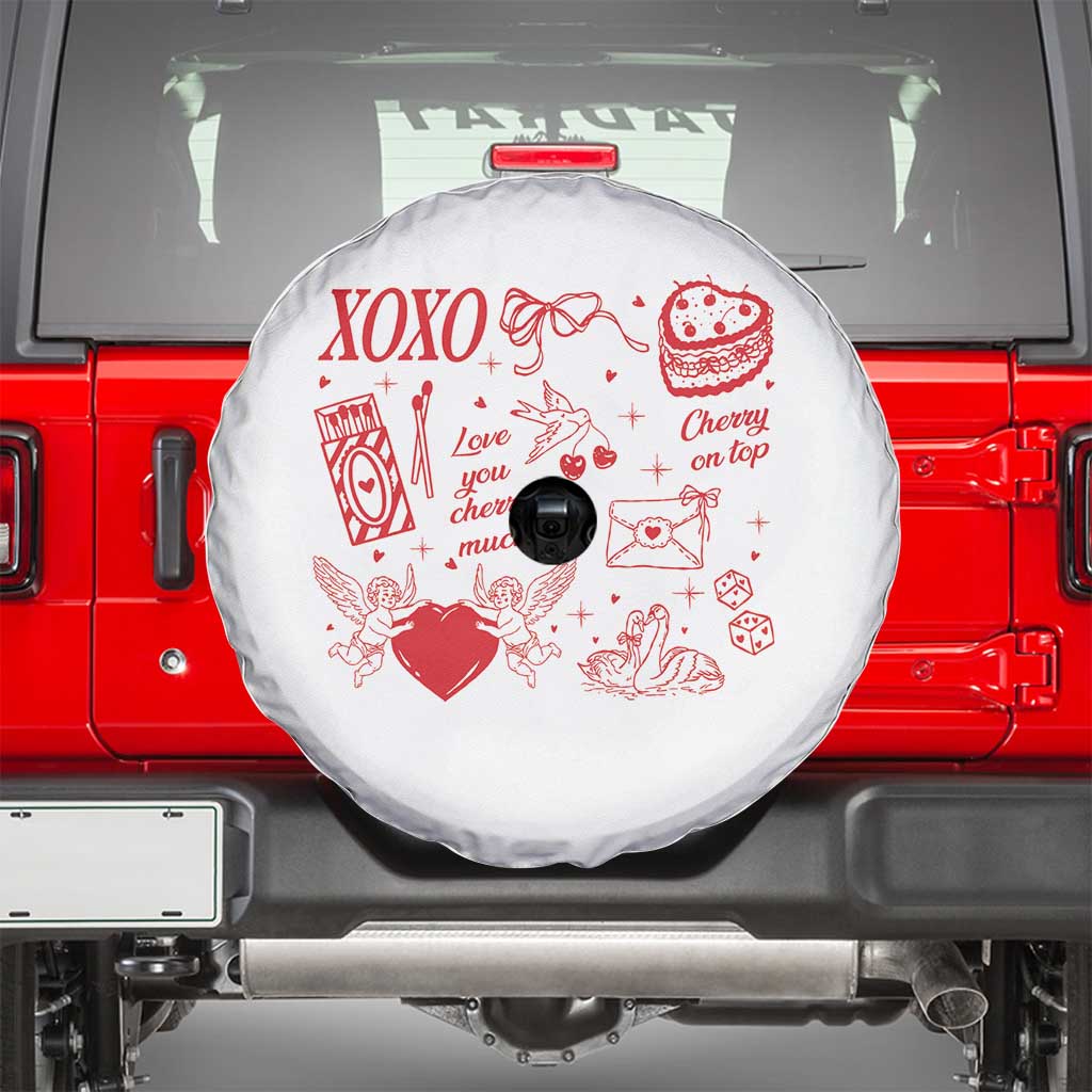 Xoxo Valentines Day Spare Tire Cover Love You Cherry Much Vintage Coquette