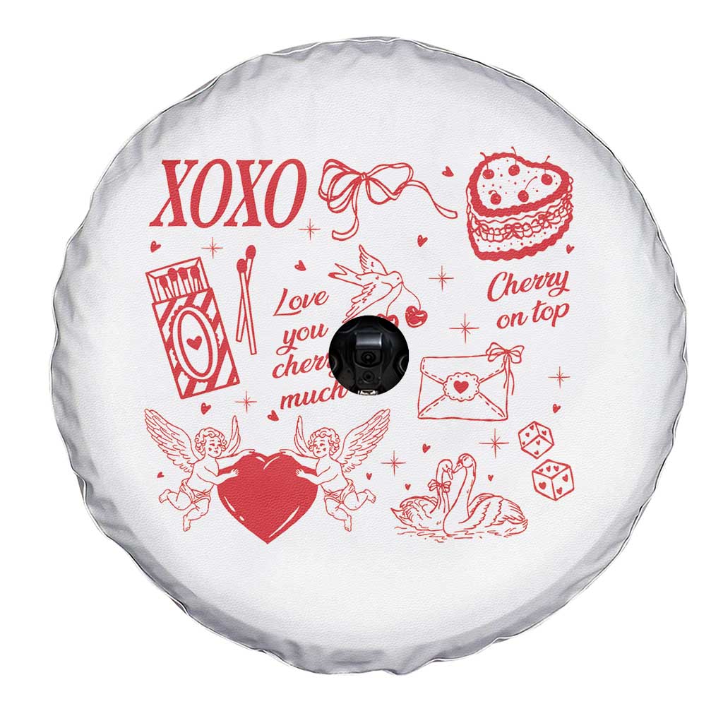 Xoxo Valentines Day Spare Tire Cover Love You Cherry Much Vintage Coquette