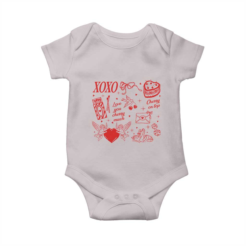 Xoxo Valentines Day Baby Onesie Love You Cherry Much Vintage Coquette