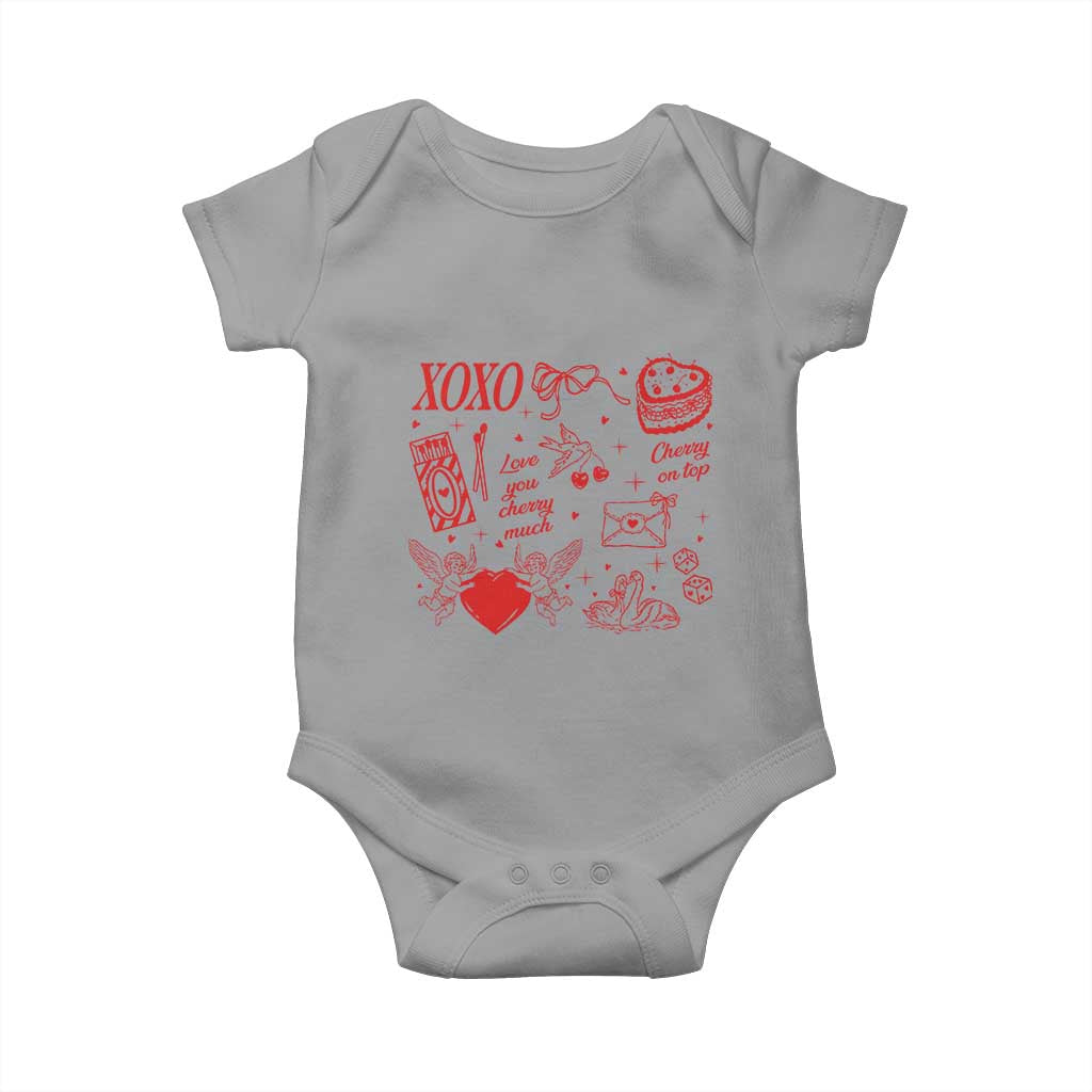 Xoxo Valentines Day Baby Onesie Love You Cherry Much Vintage Coquette