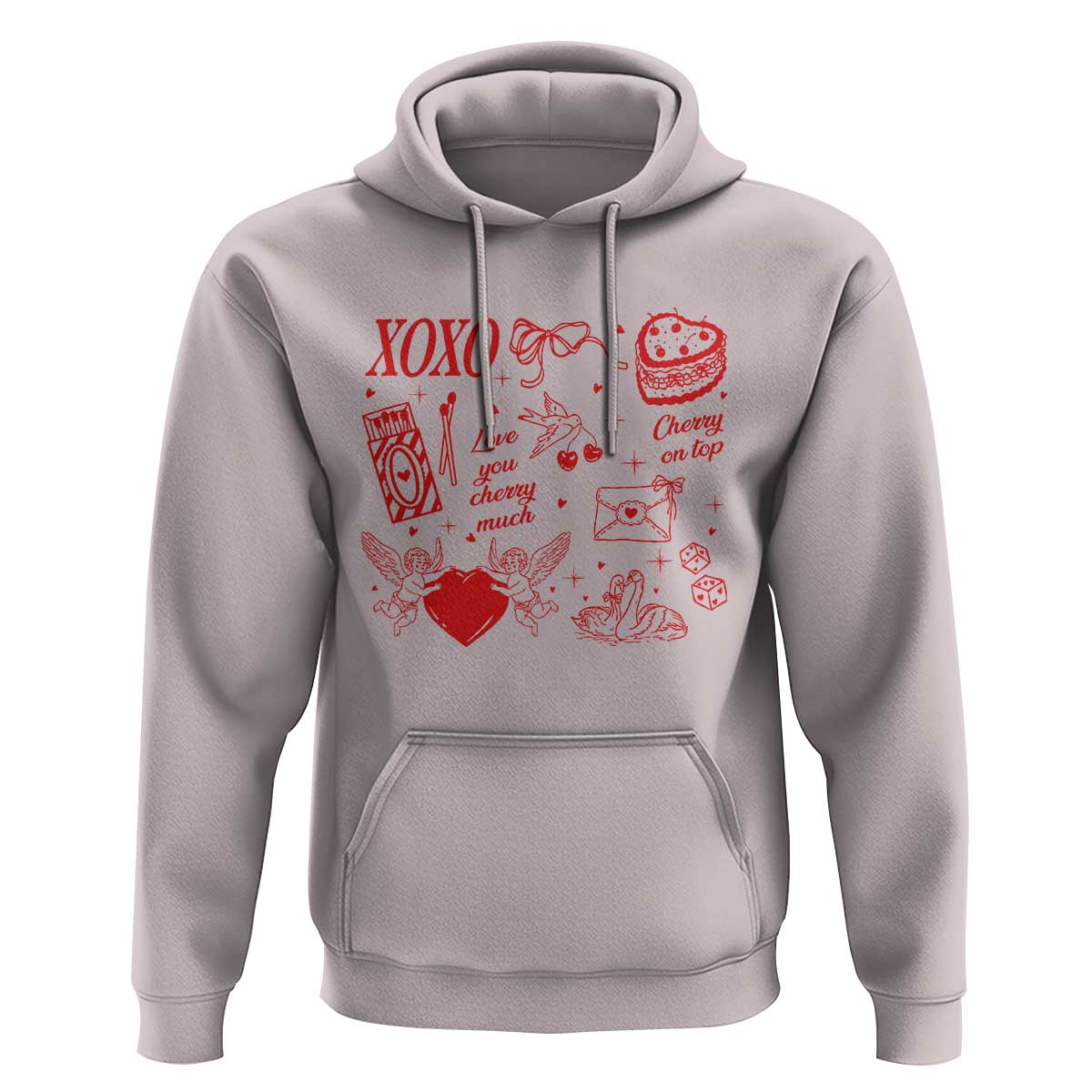 Xoxo Valentines Day Hoodie Love You Cherry Much Vintage Coquette