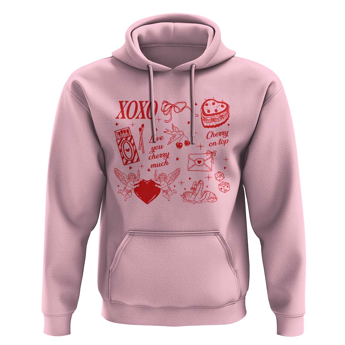 Xoxo Valentines Day Hoodie Love You Cherry Much Vintage Coquette