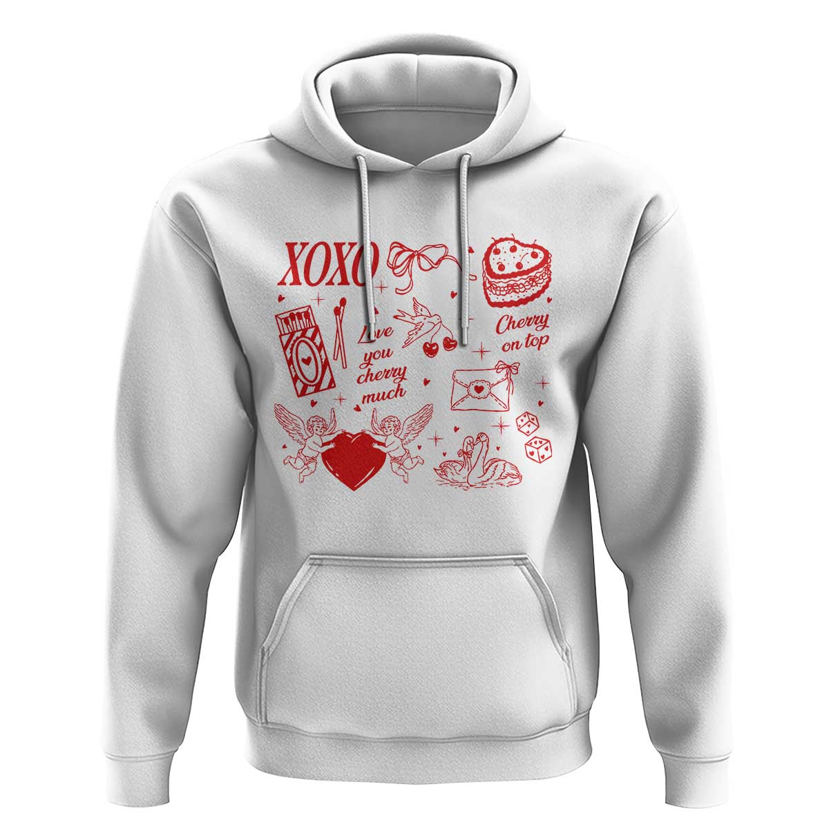 Xoxo Valentines Day Hoodie Love You Cherry Much Vintage Coquette