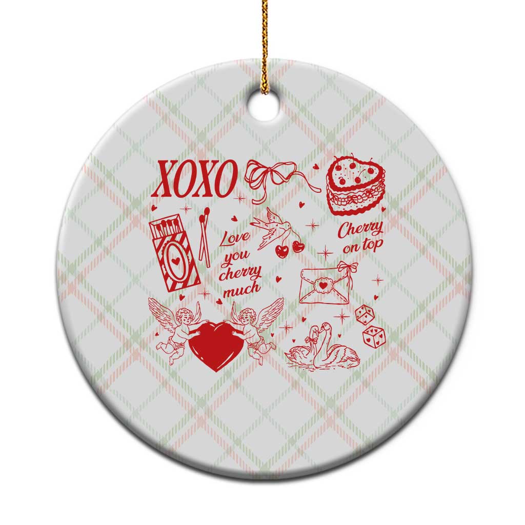 Xoxo Valentines Day Ceramic Ornament Love You Cherry Much Vintage Coquette