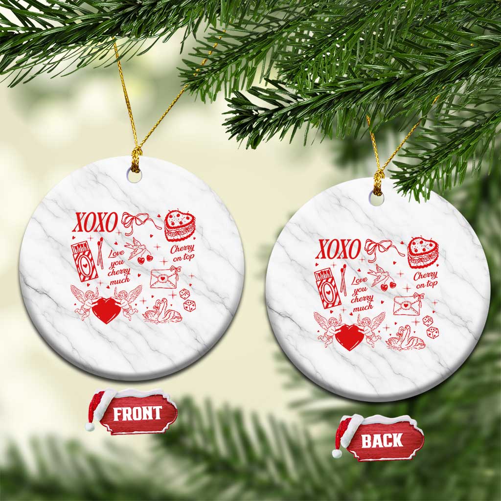 Xoxo Valentines Day Ceramic Ornament Love You Cherry Much Vintage Coquette