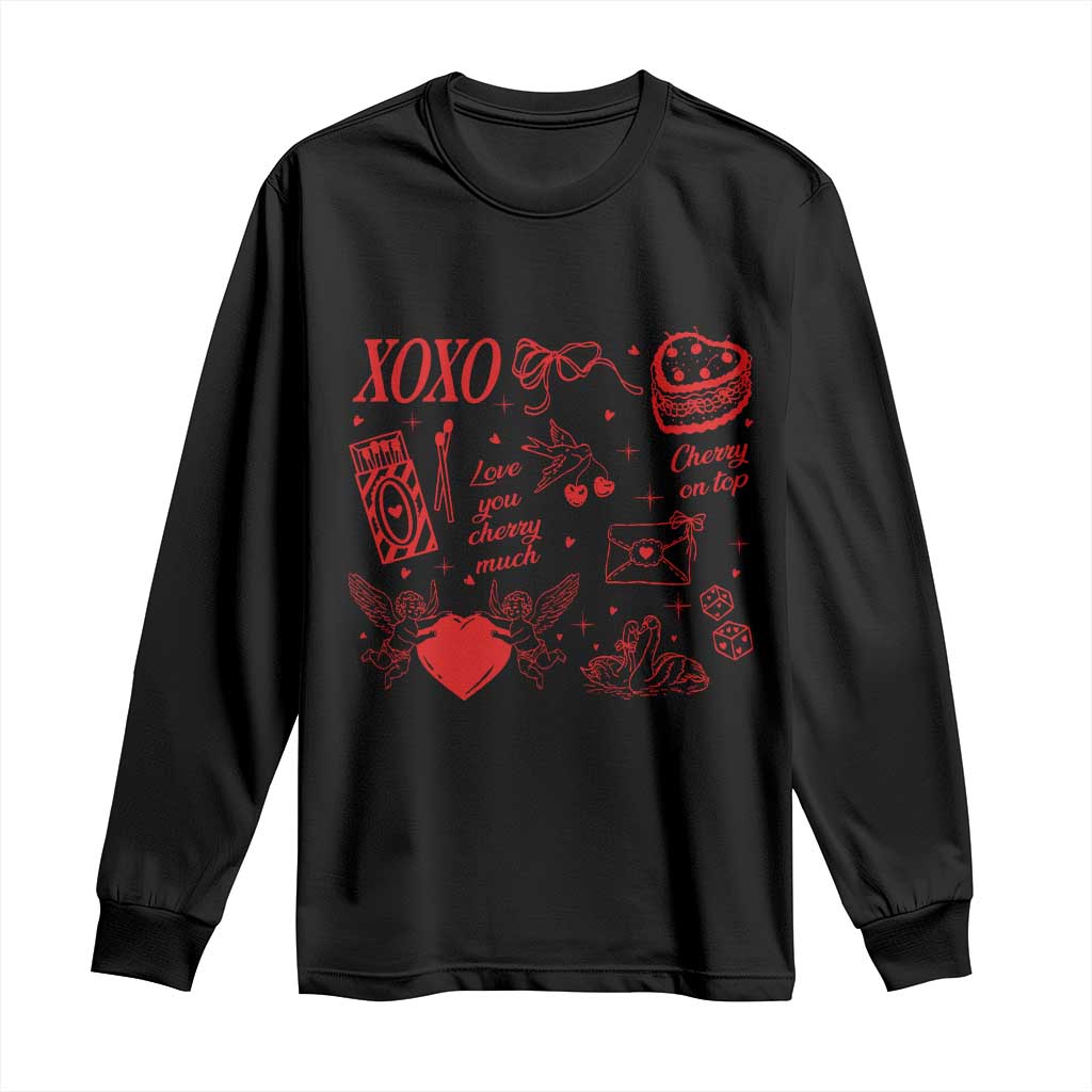 Xoxo Valentines Day Long Sleeve Shirt Love You Cherry Much Vintage Coquette
