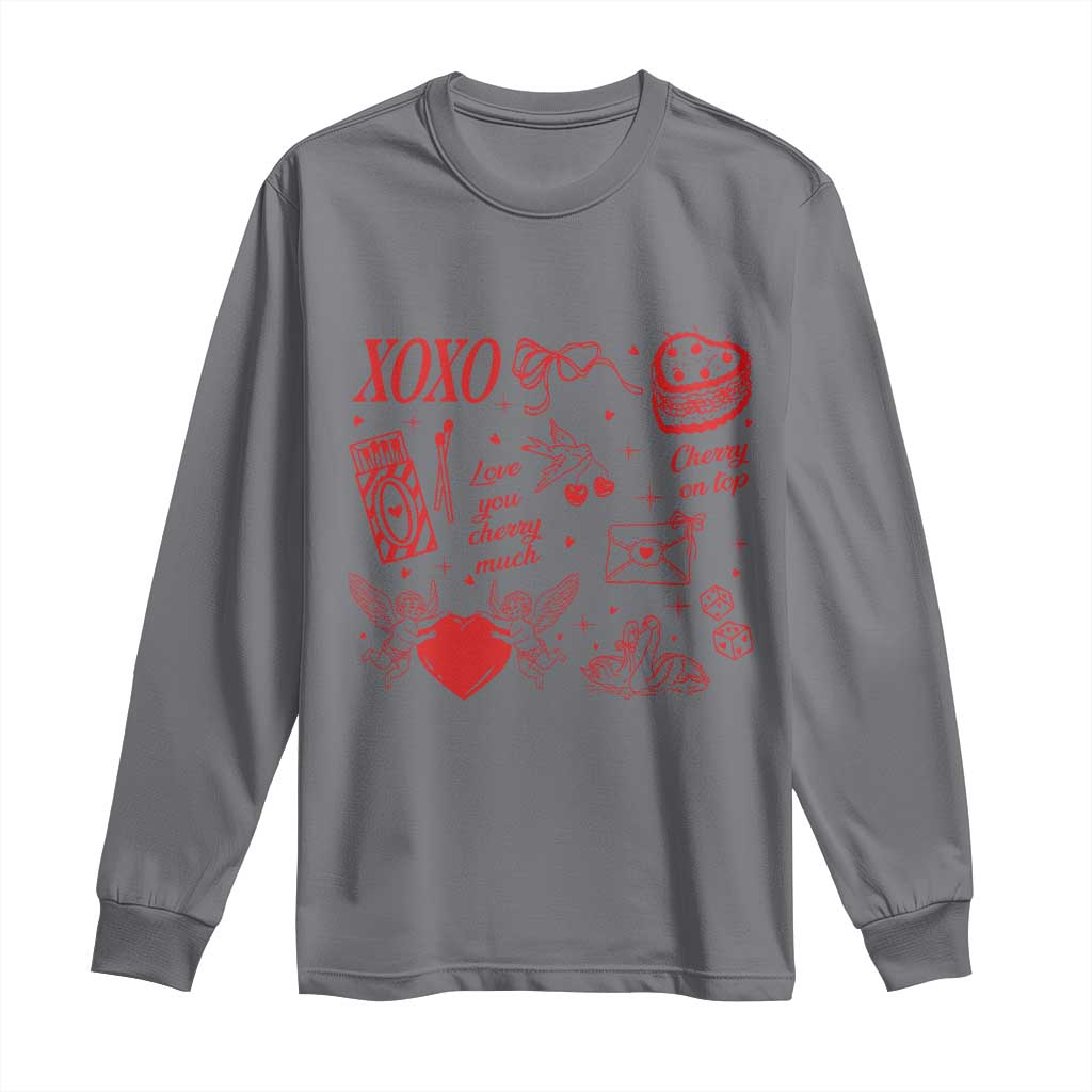Xoxo Valentines Day Long Sleeve Shirt Love You Cherry Much Vintage Coquette