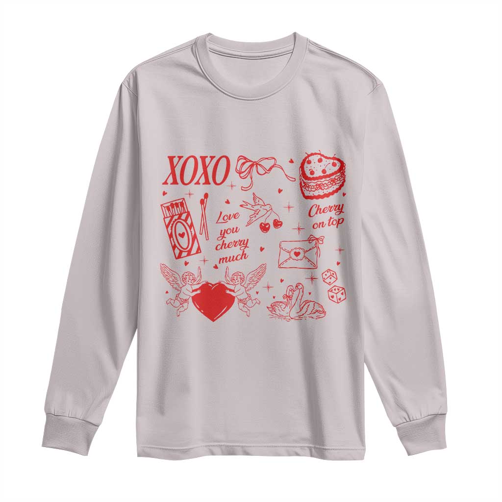 Xoxo Valentines Day Long Sleeve Shirt Love You Cherry Much Vintage Coquette