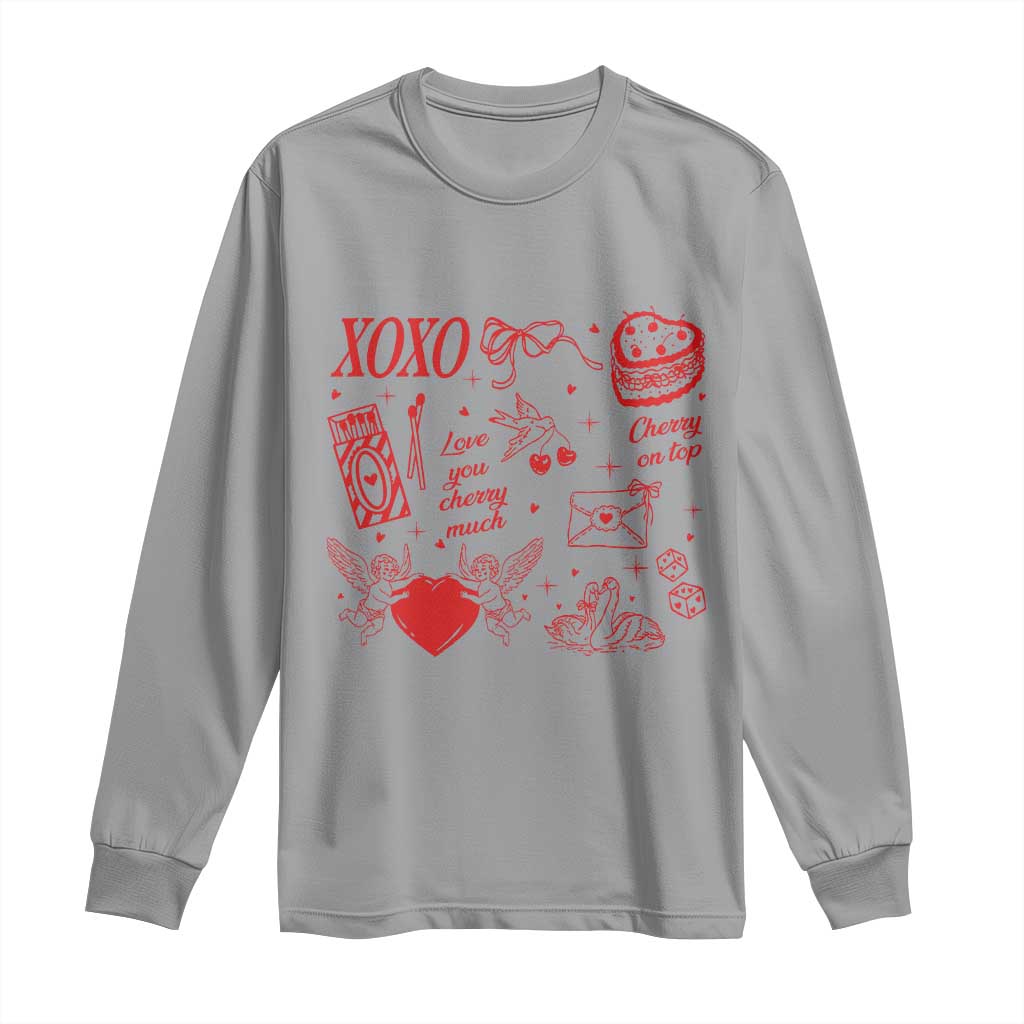Xoxo Valentines Day Long Sleeve Shirt Love You Cherry Much Vintage Coquette