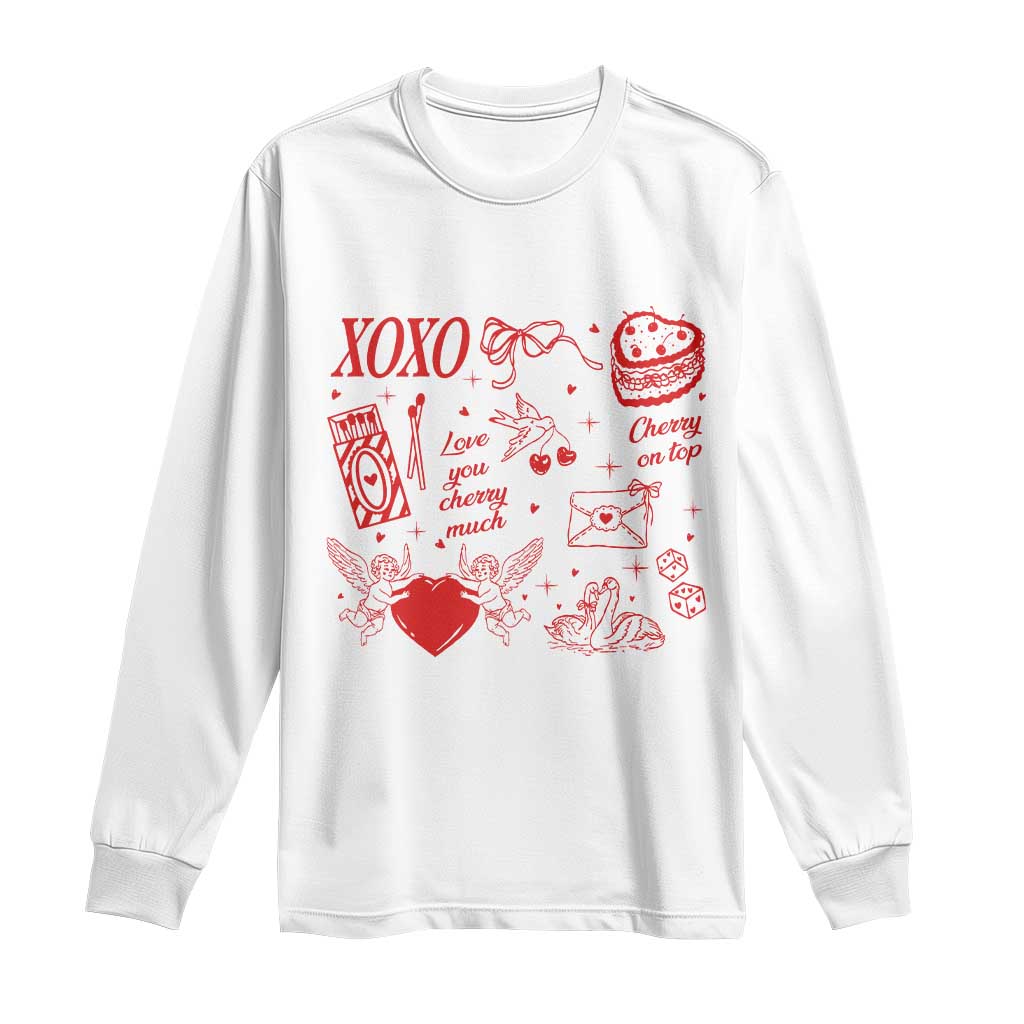 Xoxo Valentines Day Long Sleeve Shirt Love You Cherry Much Vintage Coquette