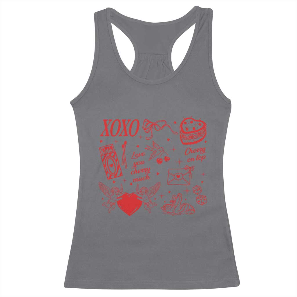 Xoxo Valentines Day Racerback Tank Top Love You Cherry Much Vintage Coquette