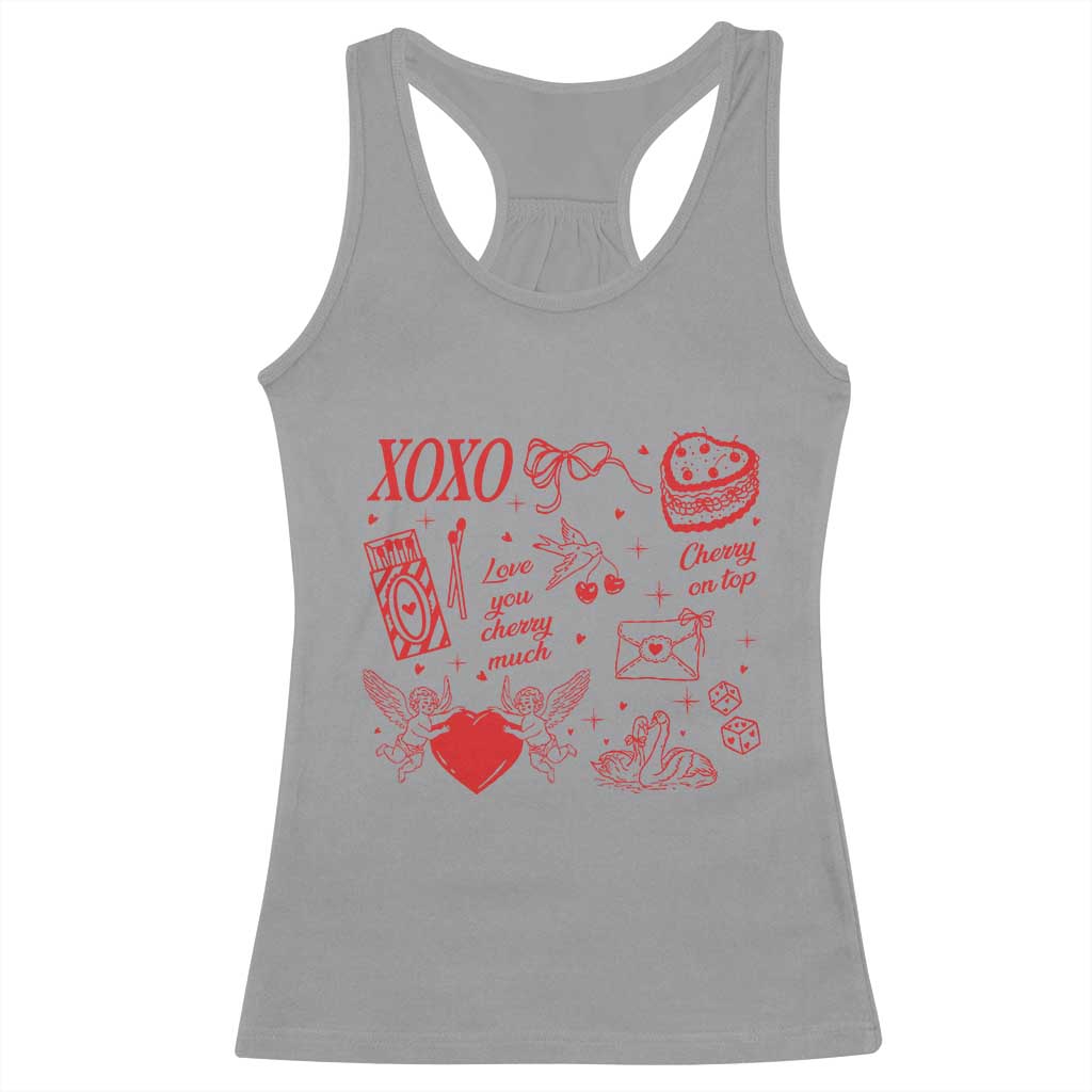 Xoxo Valentines Day Racerback Tank Top Love You Cherry Much Vintage Coquette