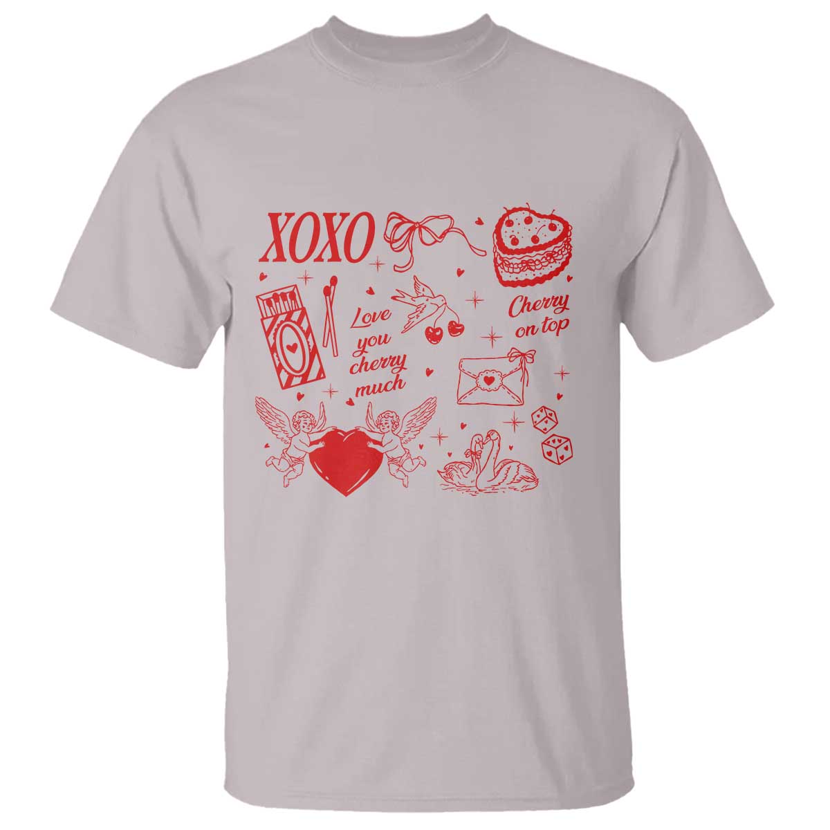 Xoxo Valentines Day T Shirt Love You Cherry Much Vintage Coquette