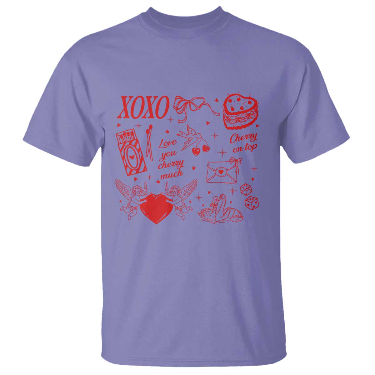 Xoxo Valentines Day T Shirt Love You Cherry Much Vintage Coquette