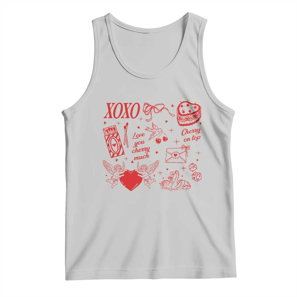 Xoxo Valentines Day Tank Top Love You Cherry Much Vintage Coquette