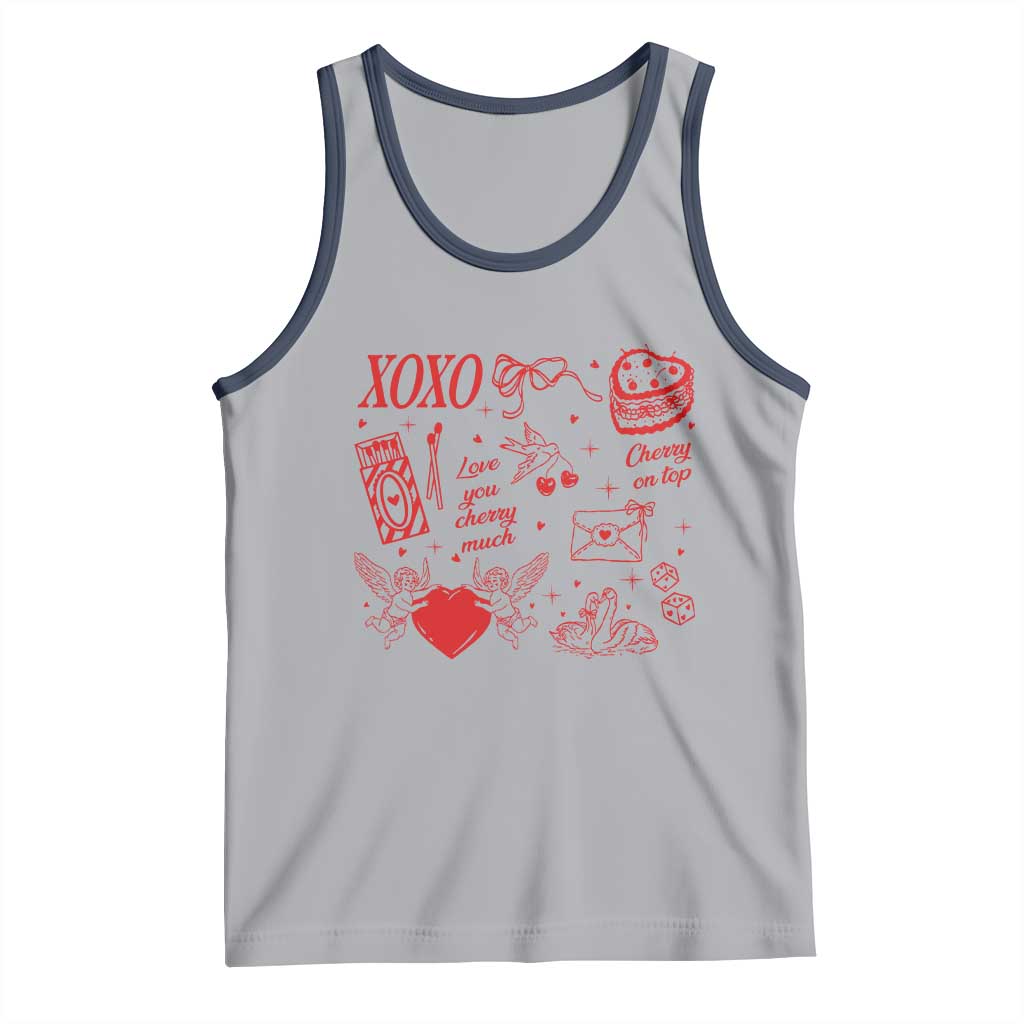 Xoxo Valentines Day Tank Top Love You Cherry Much Vintage Coquette