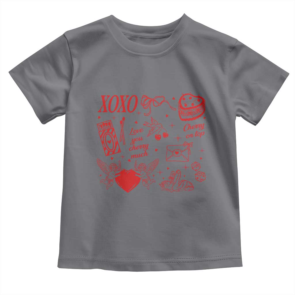 Xoxo Valentines Day Toddler T Shirt Love You Cherry Much Vintage Coquette