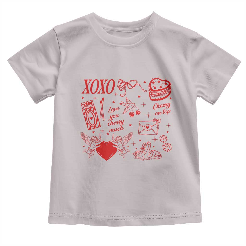 Xoxo Valentines Day Toddler T Shirt Love You Cherry Much Vintage Coquette
