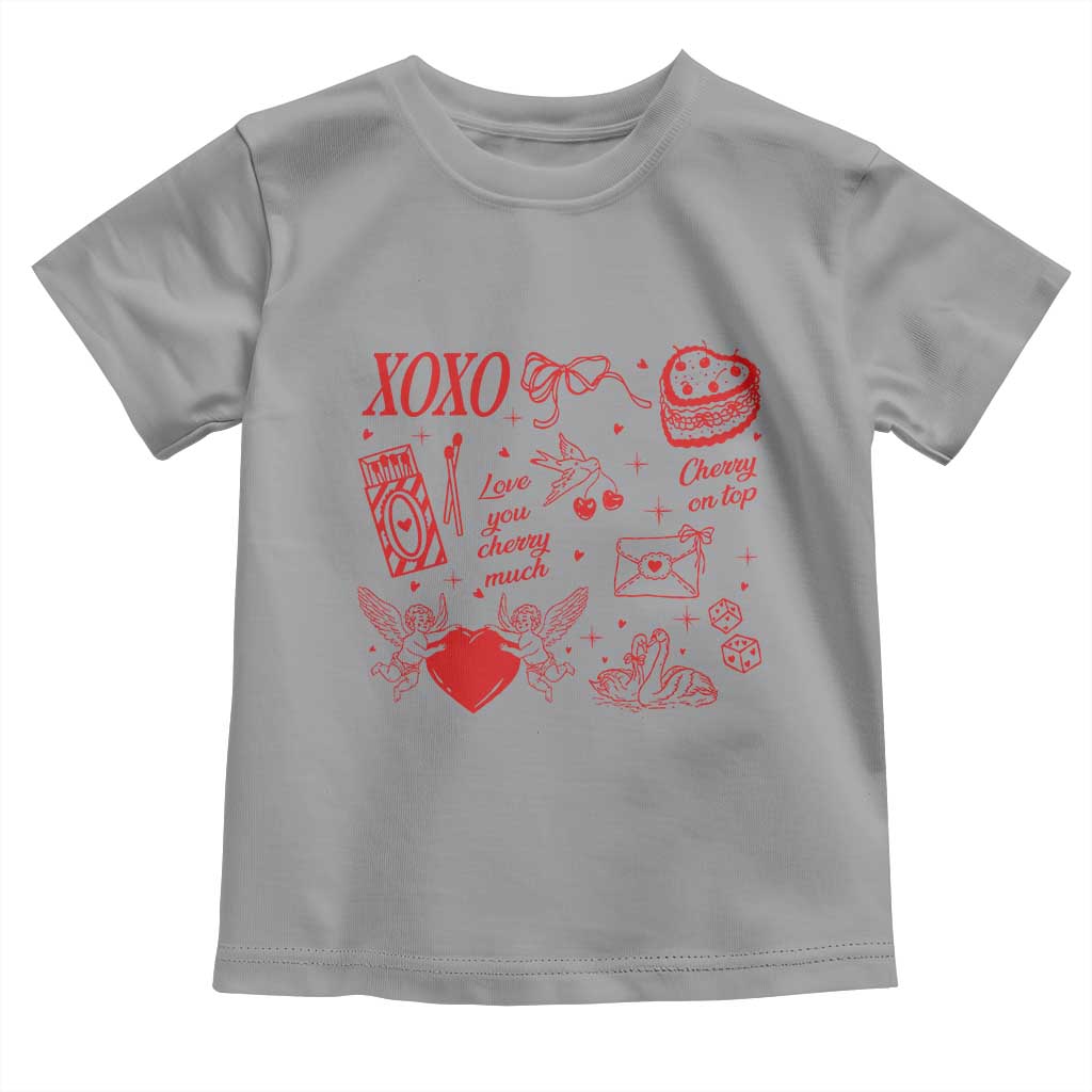 Xoxo Valentines Day Toddler T Shirt Love You Cherry Much Vintage Coquette
