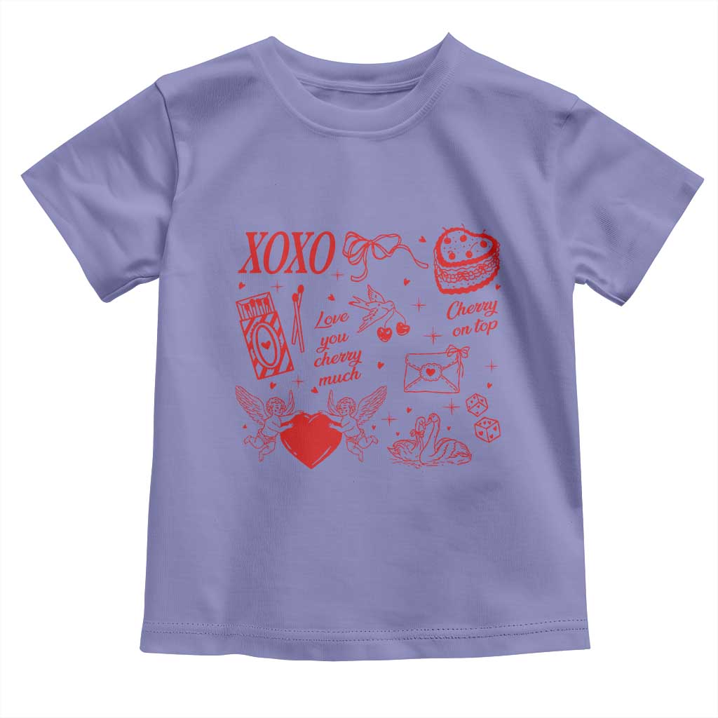 Xoxo Valentines Day Toddler T Shirt Love You Cherry Much Vintage Coquette