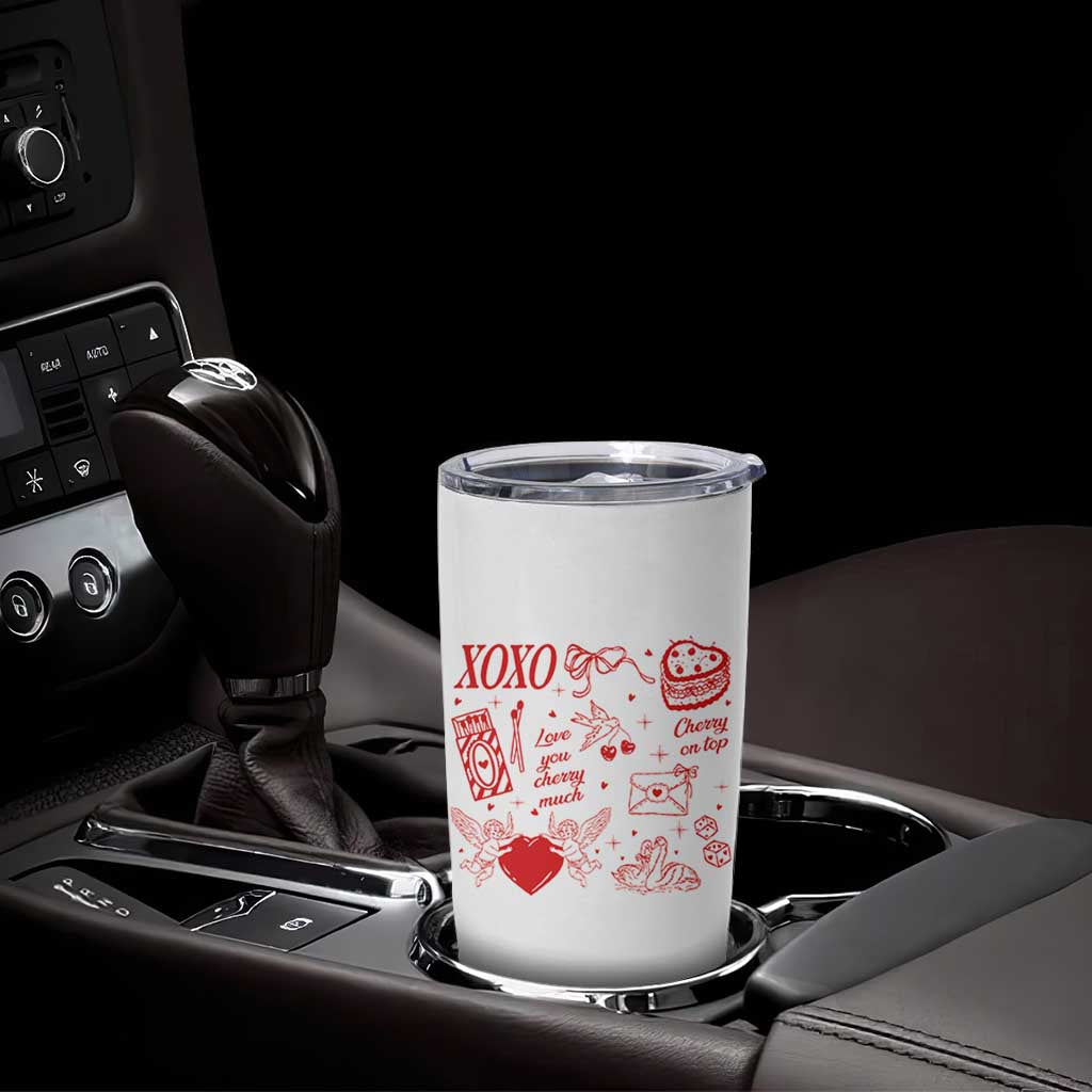 Xoxo Valentines Day Tumbler Cup Love You Cherry Much Vintage Coquette
