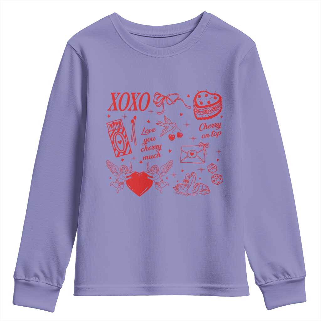 Xoxo Valentines Day Youth Sweatshirt Love You Cherry Much Vintage Coquette