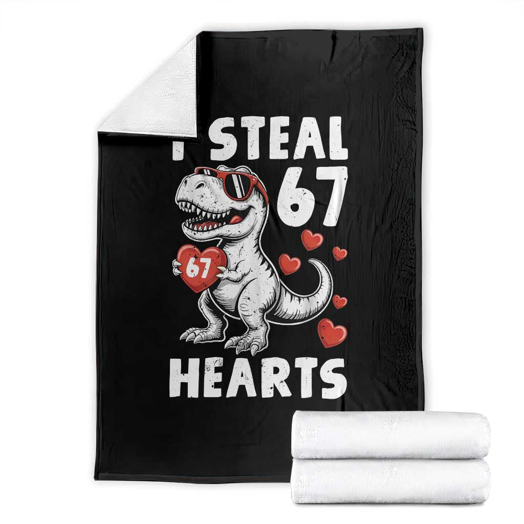 Funny I Steal 67 Hearts Valentines Day Six Seven Meme Throw Blanket