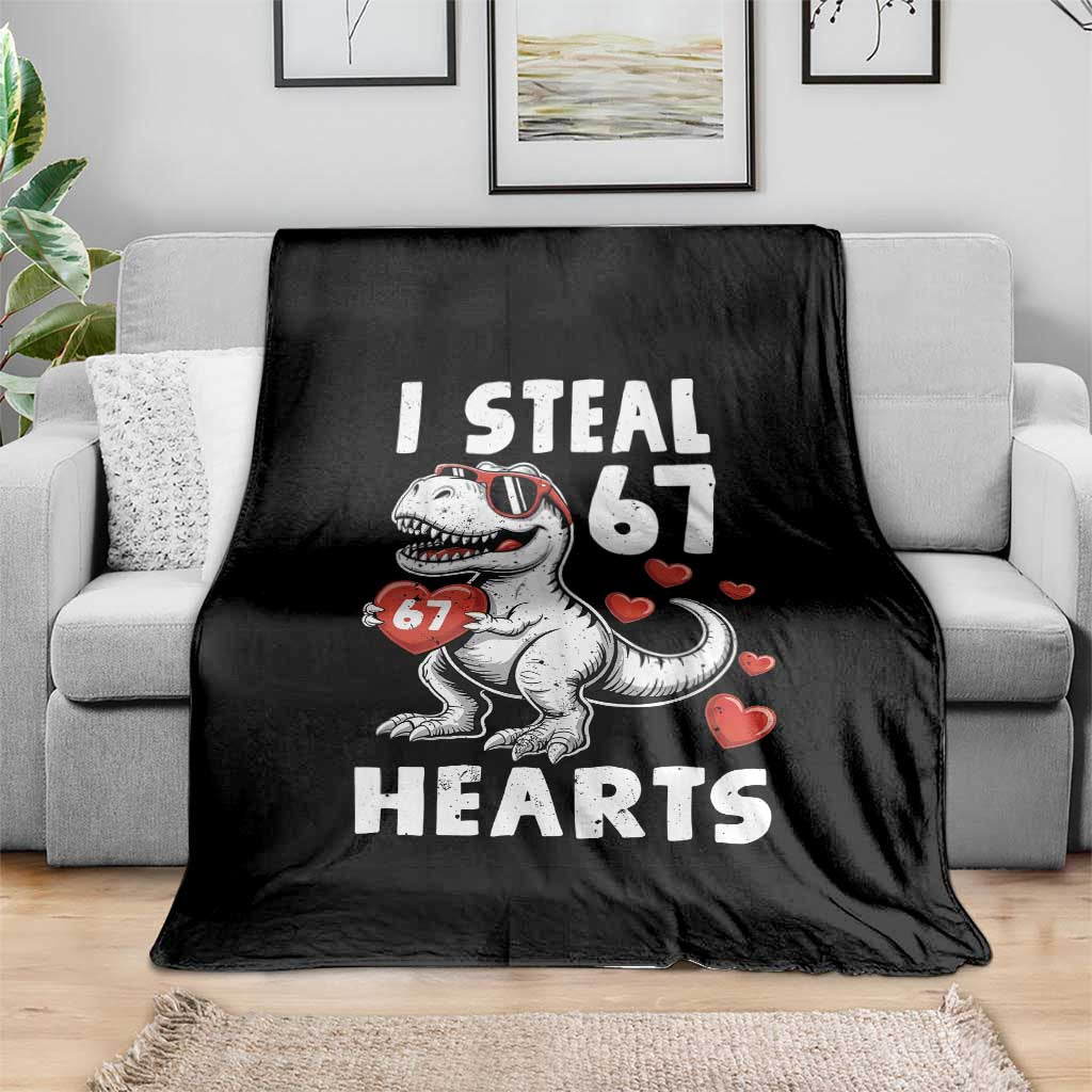 Funny I Steal 67 Hearts Valentines Day Six Seven Meme Throw Blanket