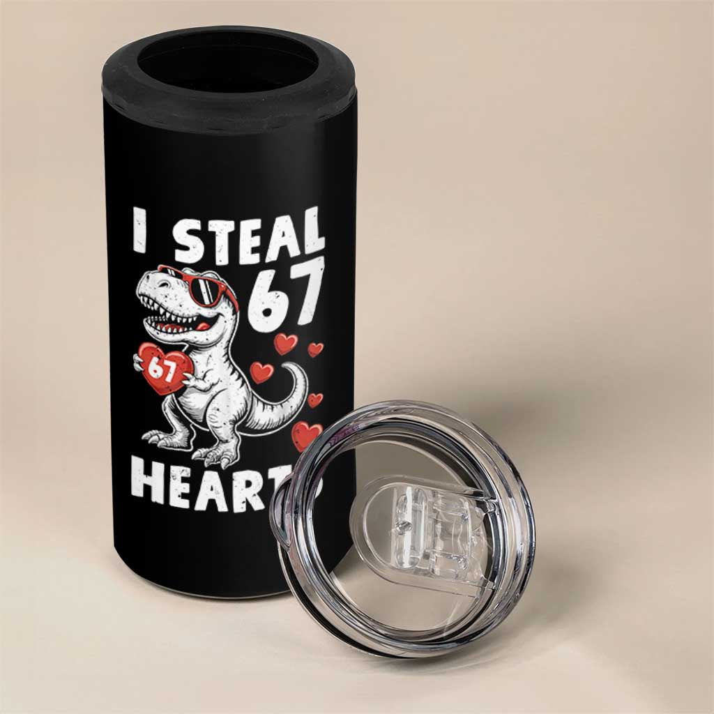 Funny I Steal 67 Hearts Valentines Day Six Seven Meme 4 in 1 Can Cooler Tumbler