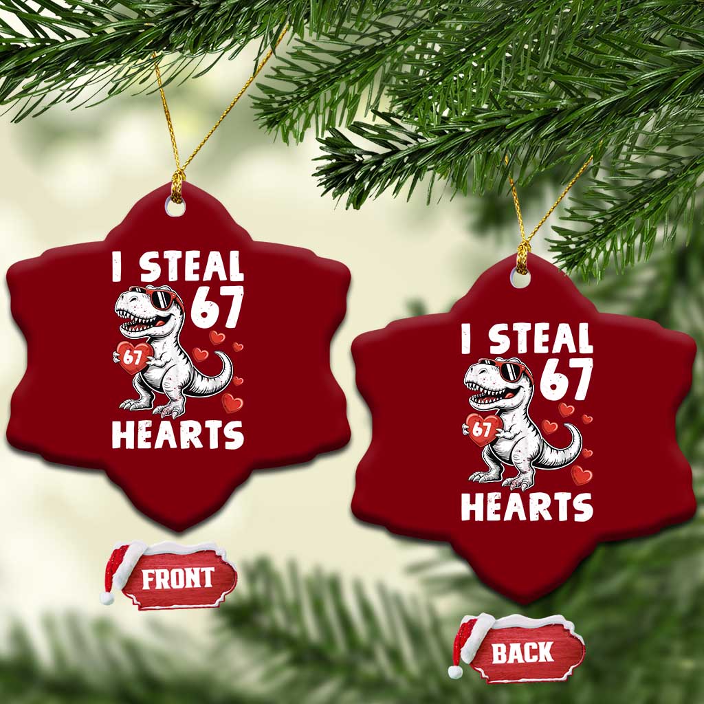 Funny I Steal 67 Hearts Valentines Day Six Seven Meme Ceramic Ornament