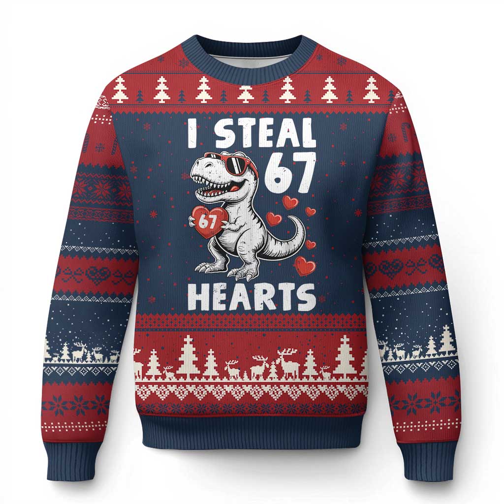 Funny I Steal 67 Hearts Valentines Day Six Seven Meme Ugly Christmas Sweater