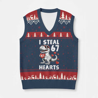 Funny I Steal 67 Hearts Valentines Day Six Seven Meme V-Neck Knit Sweater Vest