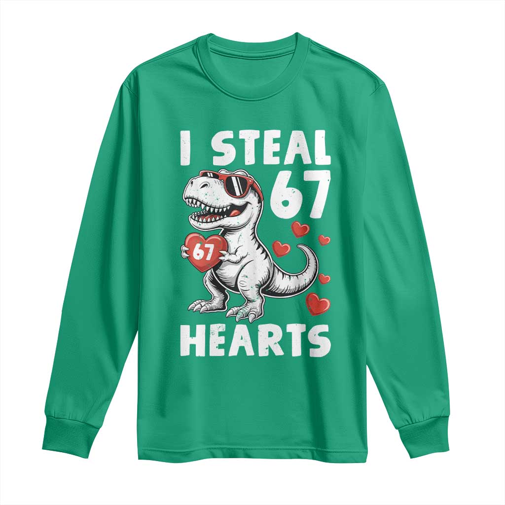 Funny I Steal 67 Hearts Valentines Day Six Seven Meme Long Sleeve Shirt