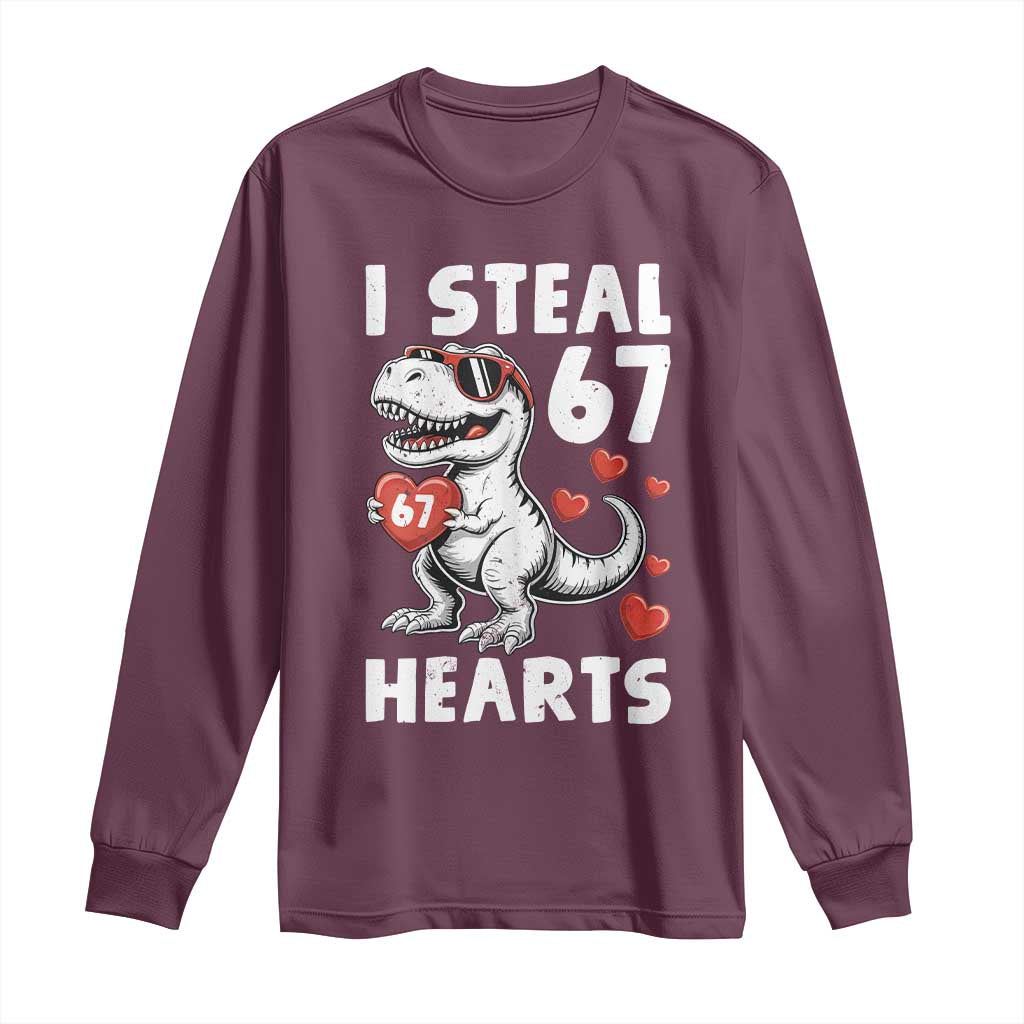 Funny I Steal 67 Hearts Valentines Day Six Seven Meme Long Sleeve Shirt