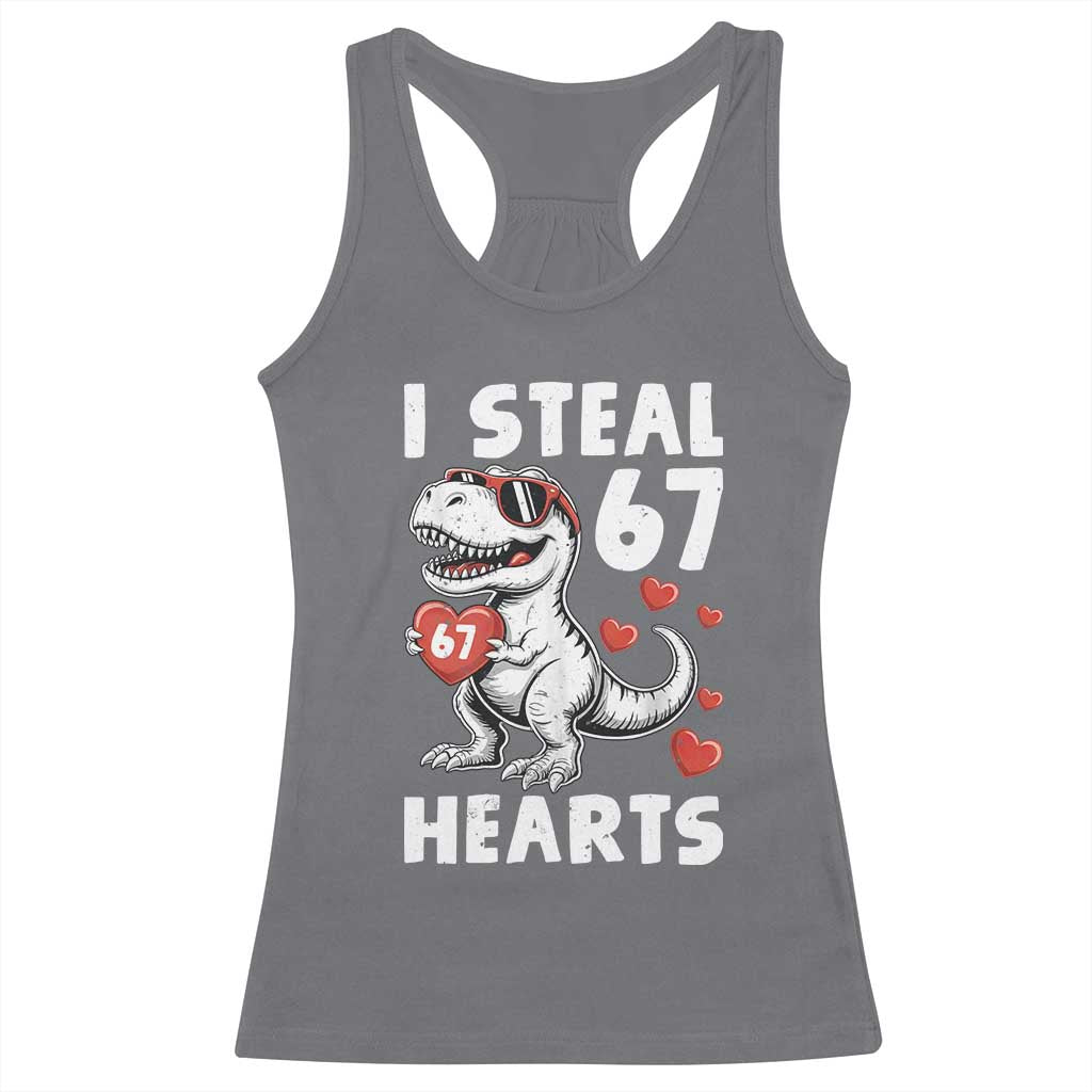 Funny I Steal 67 Hearts Valentines Day Six Seven Meme Racerback Tank Top