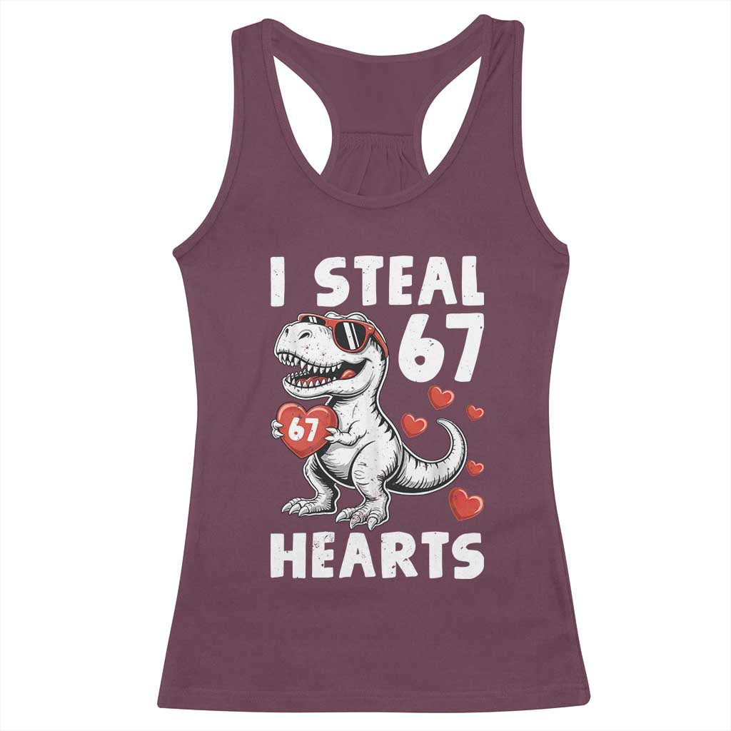 Funny I Steal 67 Hearts Valentines Day Six Seven Meme Racerback Tank Top