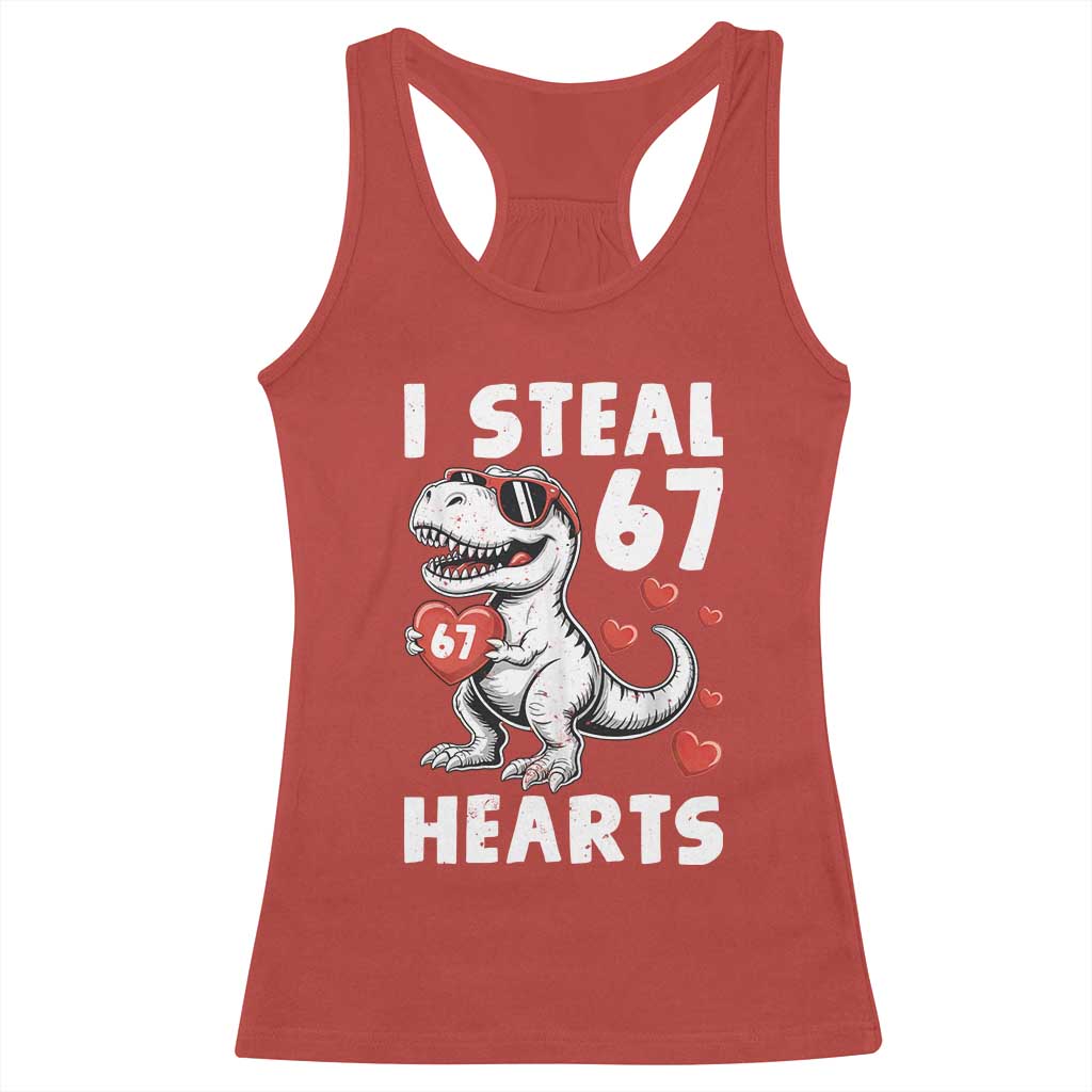 Funny I Steal 67 Hearts Valentines Day Six Seven Meme Racerback Tank Top