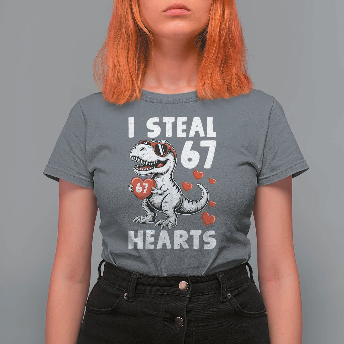 Funny I Steal 67 Hearts Valentines Day Six Seven Meme T Shirt For Women