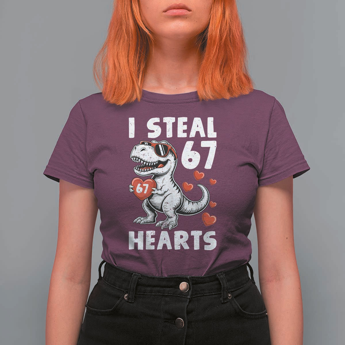 Funny I Steal 67 Hearts Valentines Day Six Seven Meme T Shirt For Women