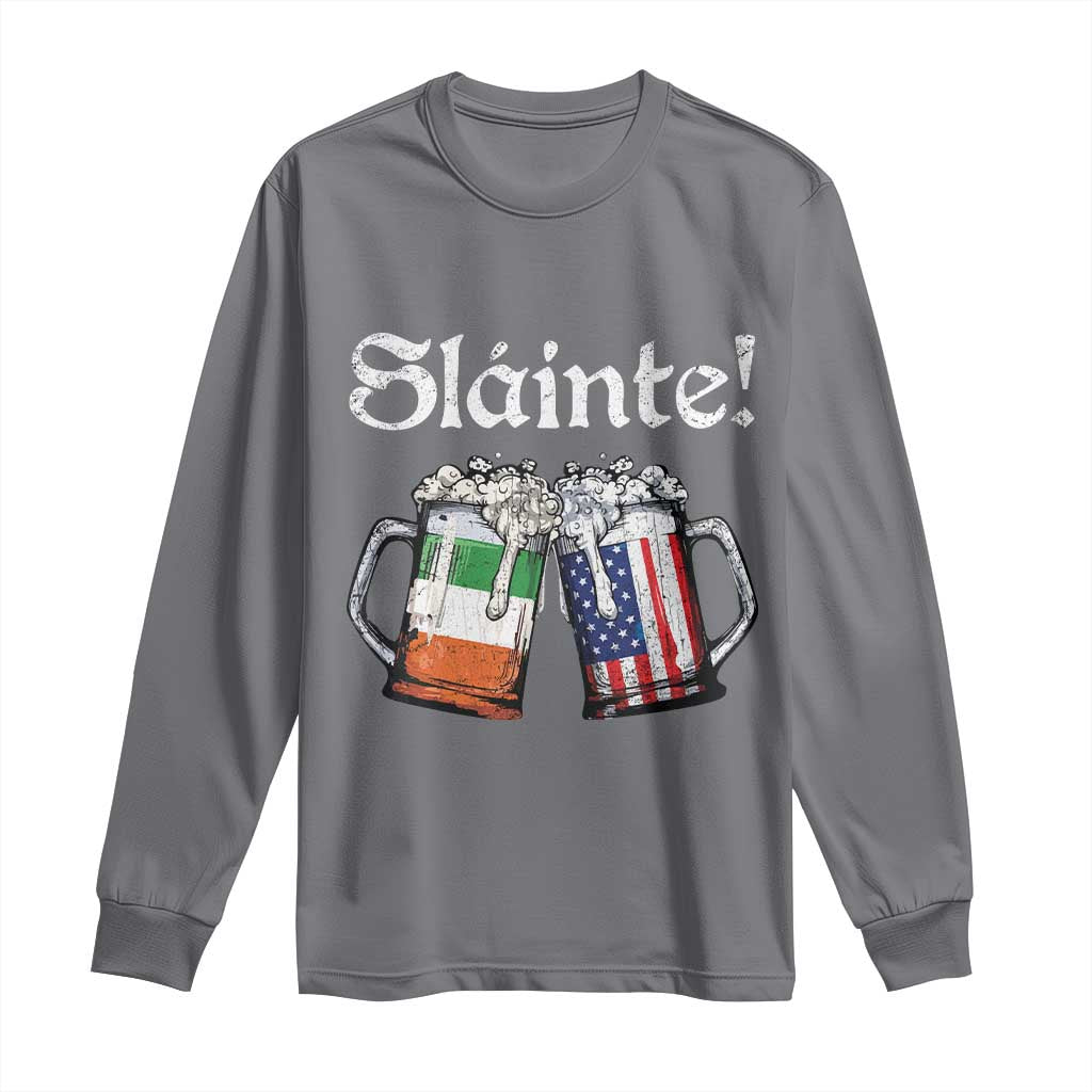 Funny St Patrick's Day Beer Drinking Slainte Long Sleeve Shirt Irish American Beer