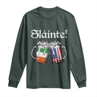 Funny St Patrick's Day Beer Drinking Slainte Long Sleeve Shirt Irish American Beer